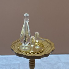 1:12 Scale Dolls House Handmade Miniature  drinks decanter, glasses & tray 