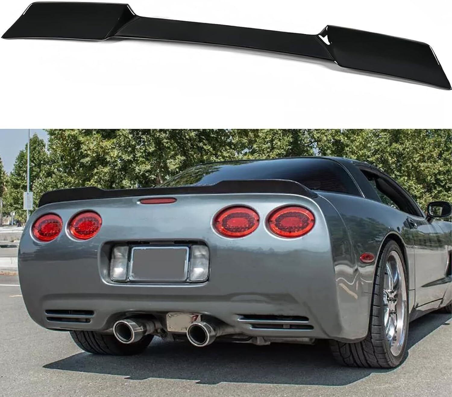 Glossy Black For 1997-04 Corvette C5 Rear Trunk Spoiler Wing ZR1 Extended Style