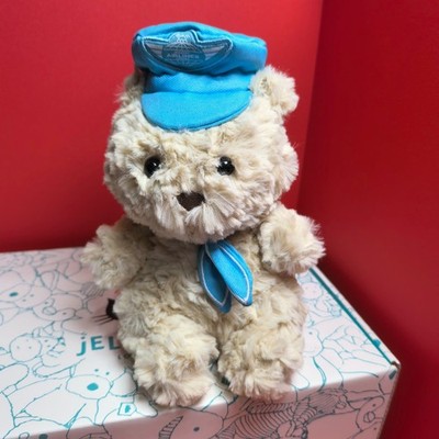 Jellycat Bartholomew Bear Junior Pilot Stuffed Animal Blue Hat