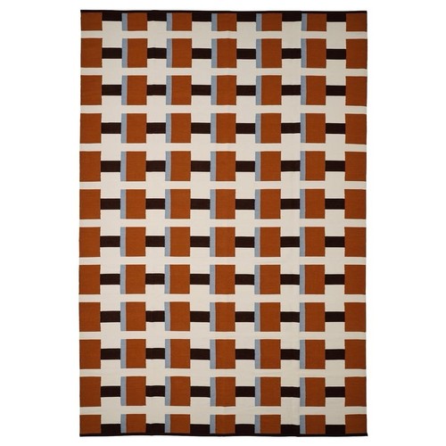 IKEA STOCKHOLM 2025 Flat Woven Rug. Brown, White, Light Blue 7 ' 10 "x11 ' 6 "