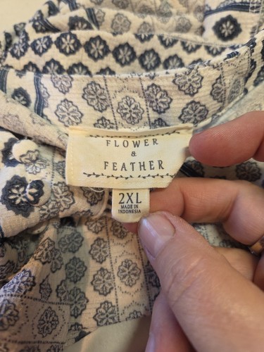 Blusa donna fiori e piume 2XL boho hippie floreale comoda elasticizzata - Foto 7 di 14