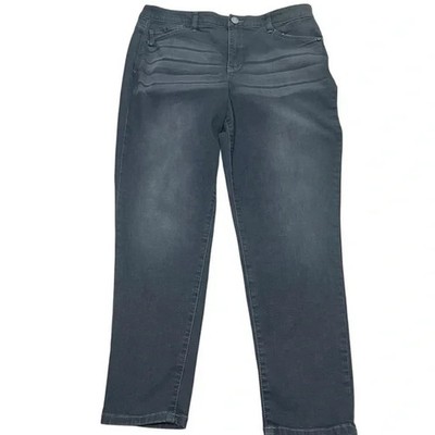 Democracy Ab Solution Skinny Jeans Womens Plus Sz 16 Grey Stretch Denim Whisker
