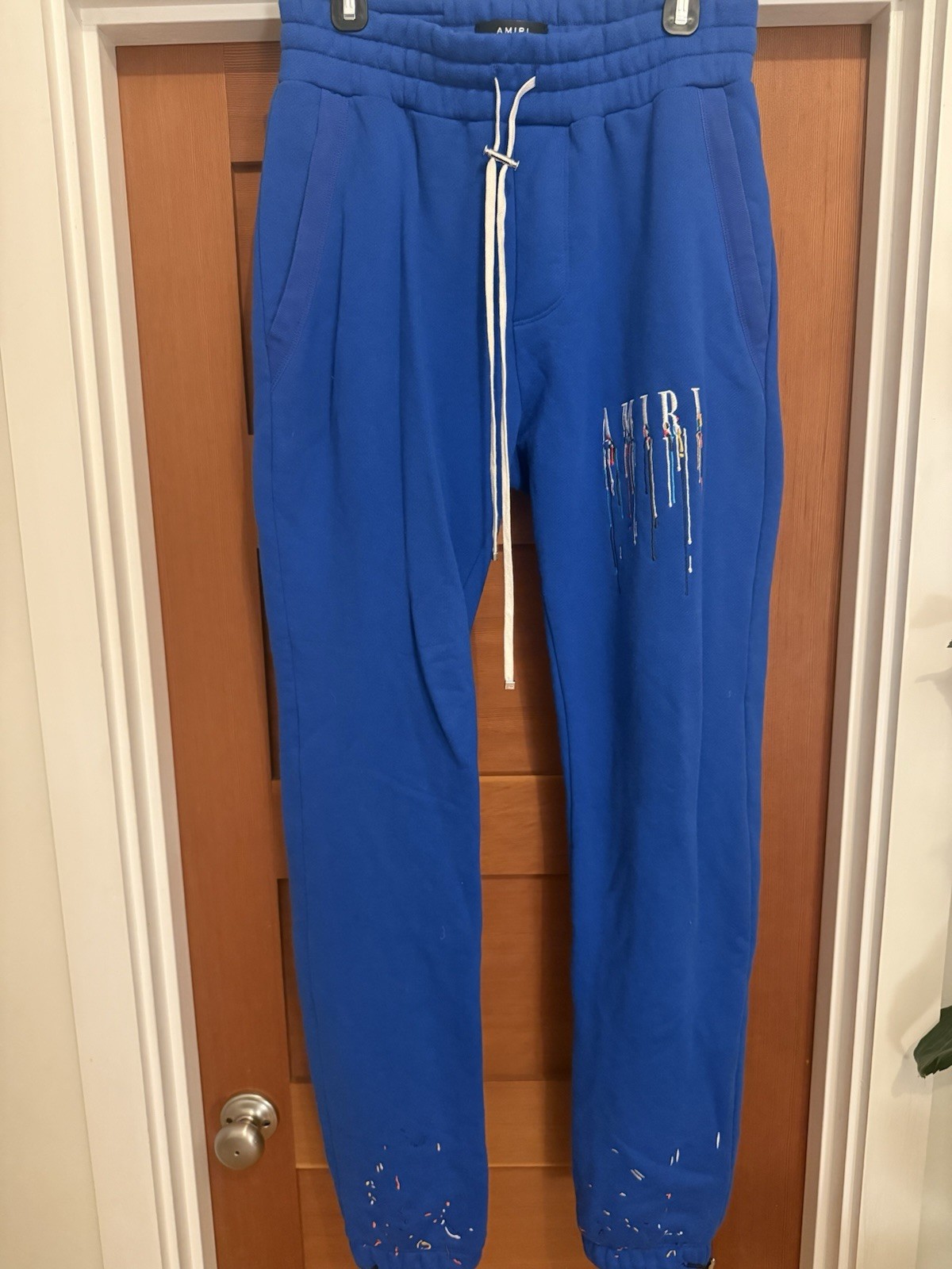 Amiri Paint Drip Core Blue Sweat Pants Size Medium Brand New