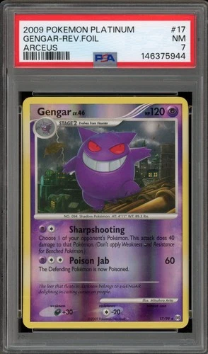 Pokemon Gengar Platinum Arceus Reverse Holo Rare #17 PSA 7