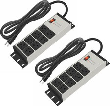 CCCEI 2PCS Heavy Duty Power Strip Surge Protector 20 AMP, 8 Outlets 12 Gauge