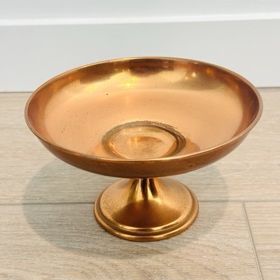 Vintage MCM Copper Craft Guild Compote Fruit Candy Bowl Pedestal Footed 5'' X7 