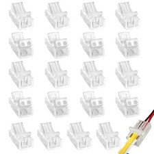 8mm 2Pin 20Pcs Transparent Solderless LED Light Strip Connectors,Strip to Wir...
