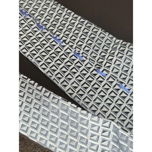 Villa Bolgheri Men’s Necktie Light Blue Geometric 100% Silk Italy Excellent image 8