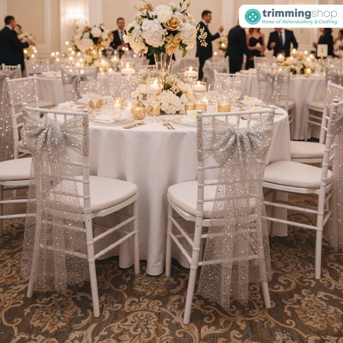 Rotolo Nastro Tessuto Tulle 25 Metri Morbido Glitter Rete Nastro Paillettes Scintillante - Foto 64 di 76