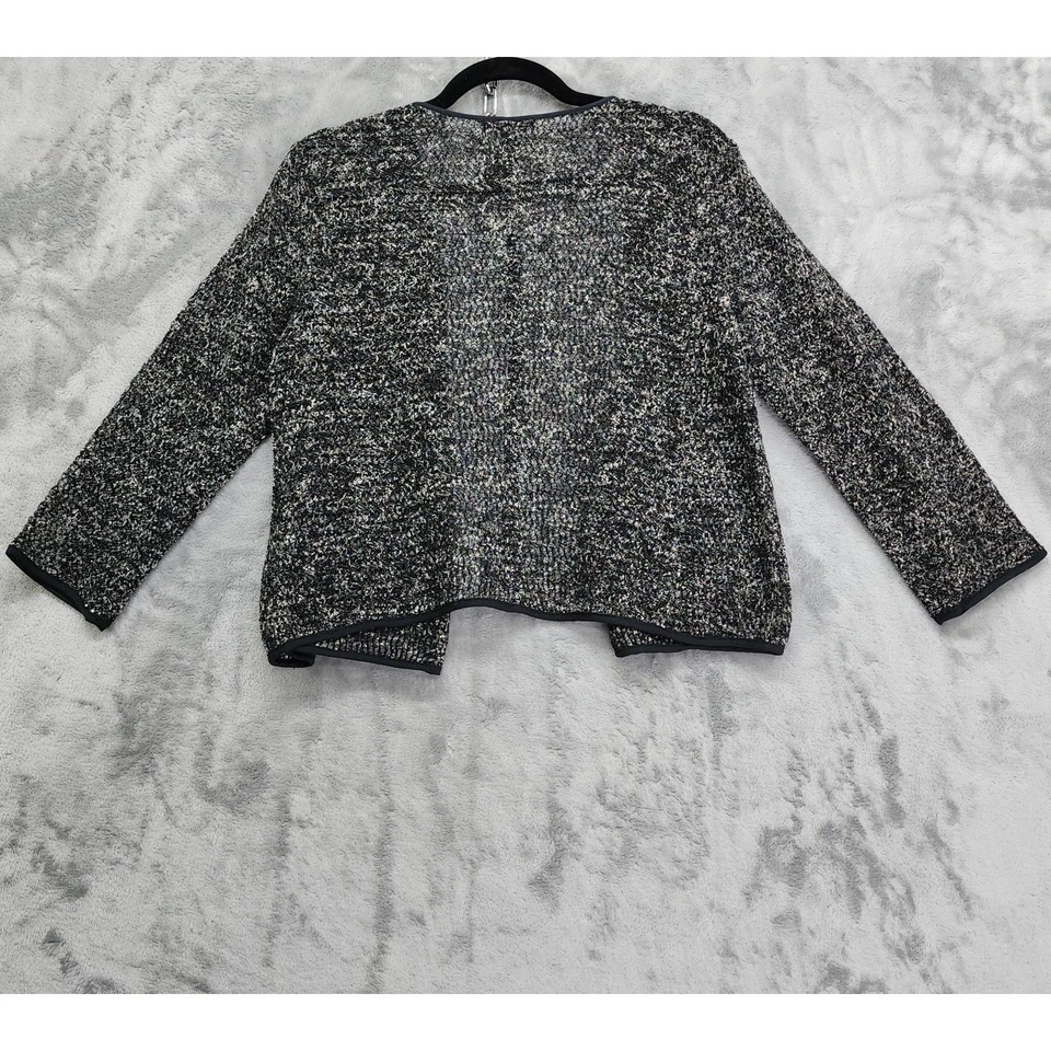 Suéter Alfani Mujer P/M Negro Blanco Tejido Frente Abierto Manga Larga Cárdigan Foto 2 de 4