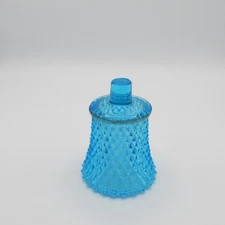Aqua Blue Glass Diamond Point Cut Peg Vintage Votive Candle Holder Sconce Homeco