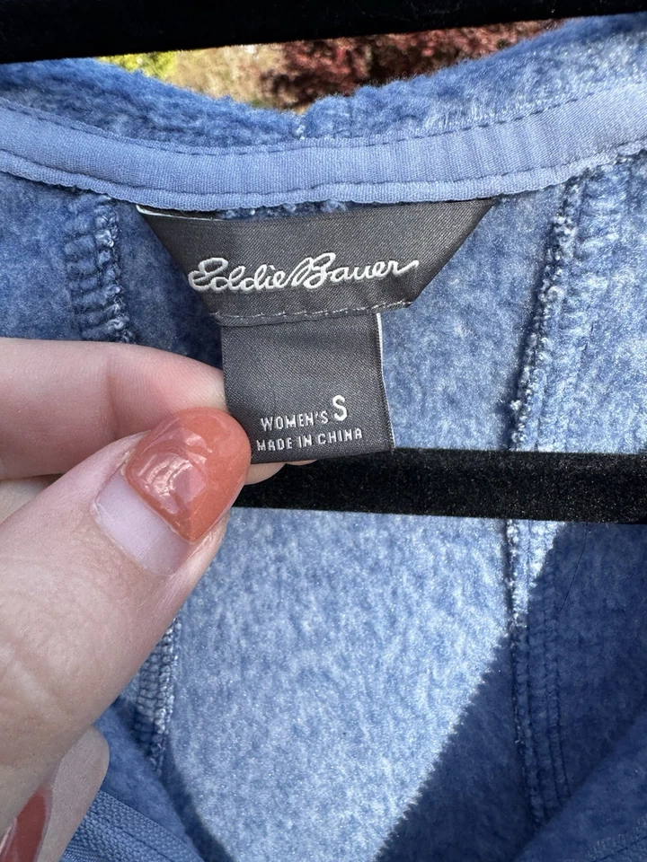 (Pequeno) Moletom com capuz azul Eddie Bauer com zíper e bolsos internos/externos FRETE GRÁTIS - Imagem 3 de 4