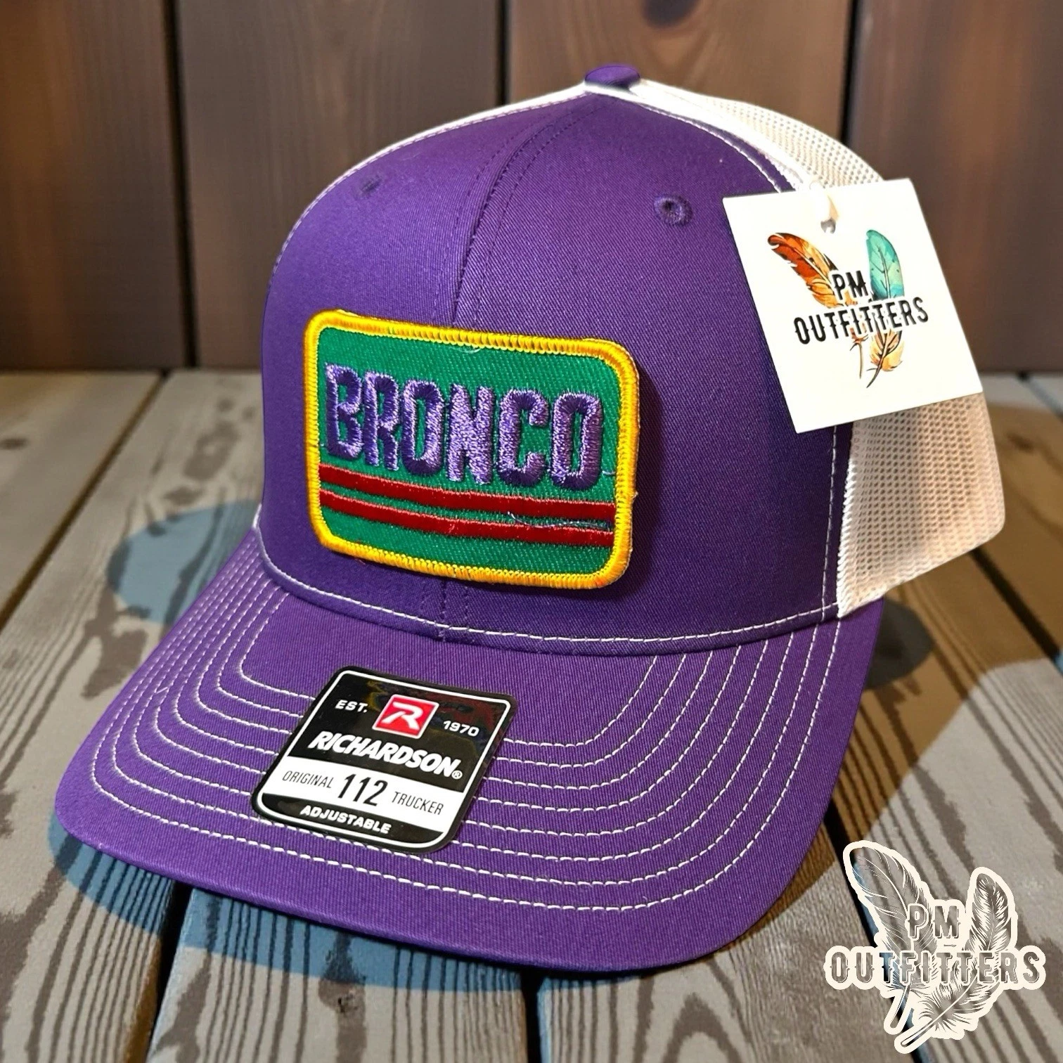 Vintage Ford Bronco Patch Hat Purple White Richardson 112 Trucker Snapback
