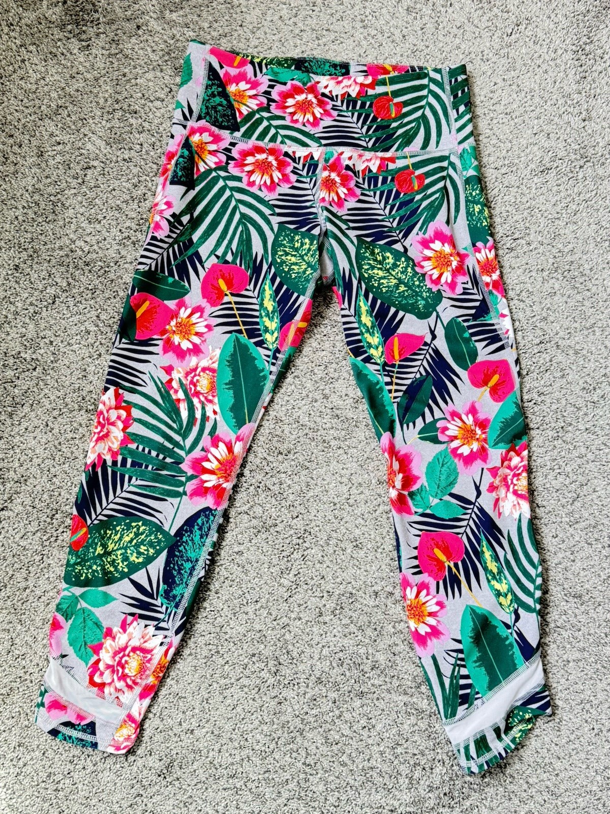 Old Navy Active L Go Dry Yoga Pants Leggings Workout Athletic Tropical Floral