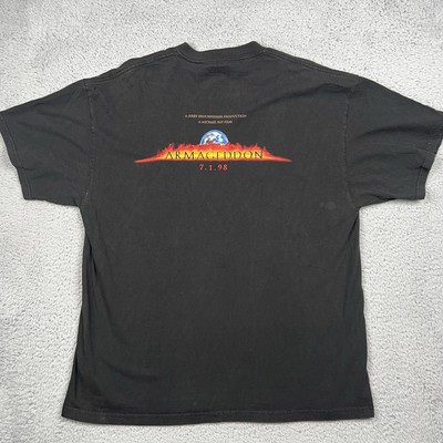 Vintage 1998 Armageddon Movie Promo T-Shirt Black Men's Size XL