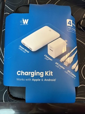 Just Wireless - 4 Pack Charging Kit With Power Bank - OPEN BOX