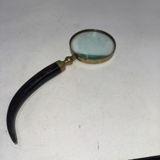 Vintage Large Horn Handle Magnifying Glass 11  -4" glass conversation piece   