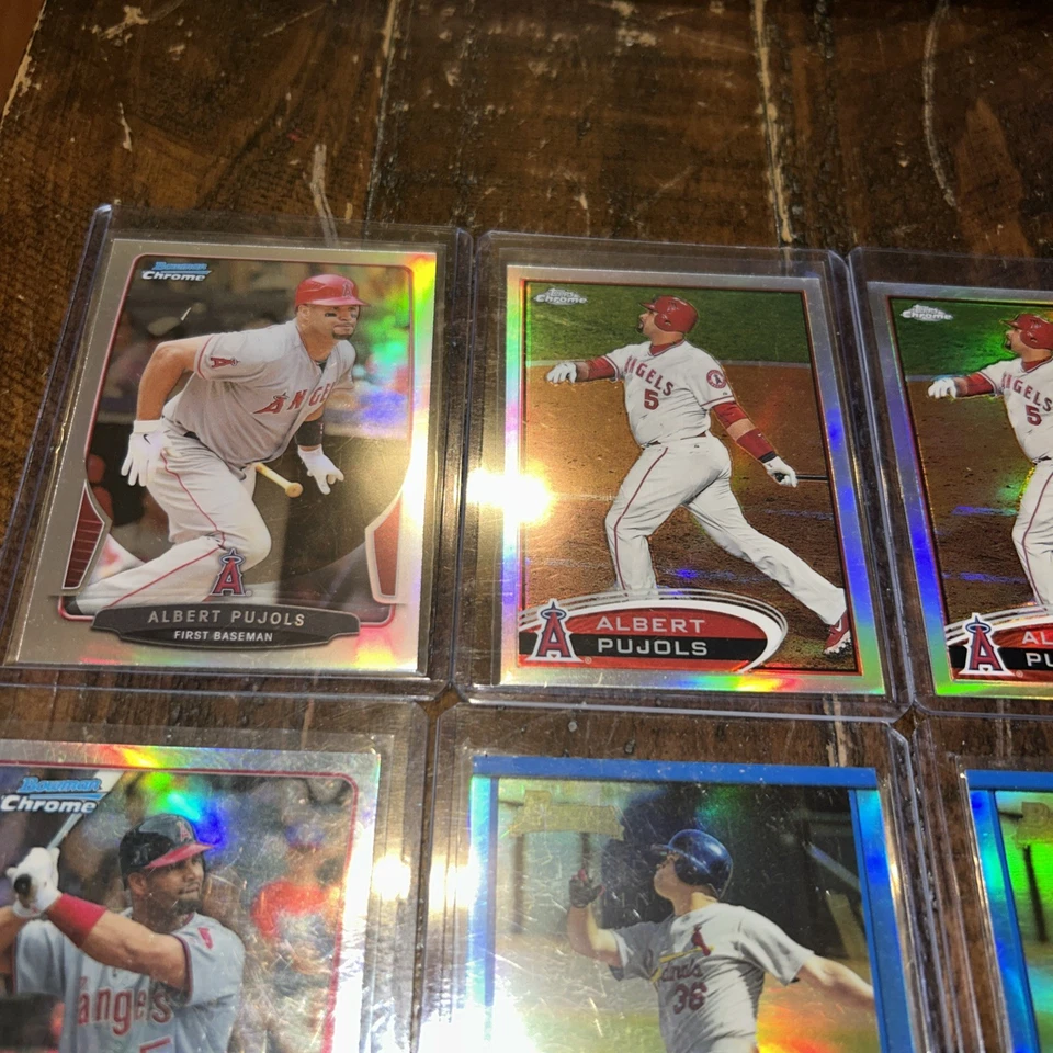 Lote de 8 cartões refrator Albert Pujols Topps and Bowman Chrome 2012-2014 - Imagem 2 de 4