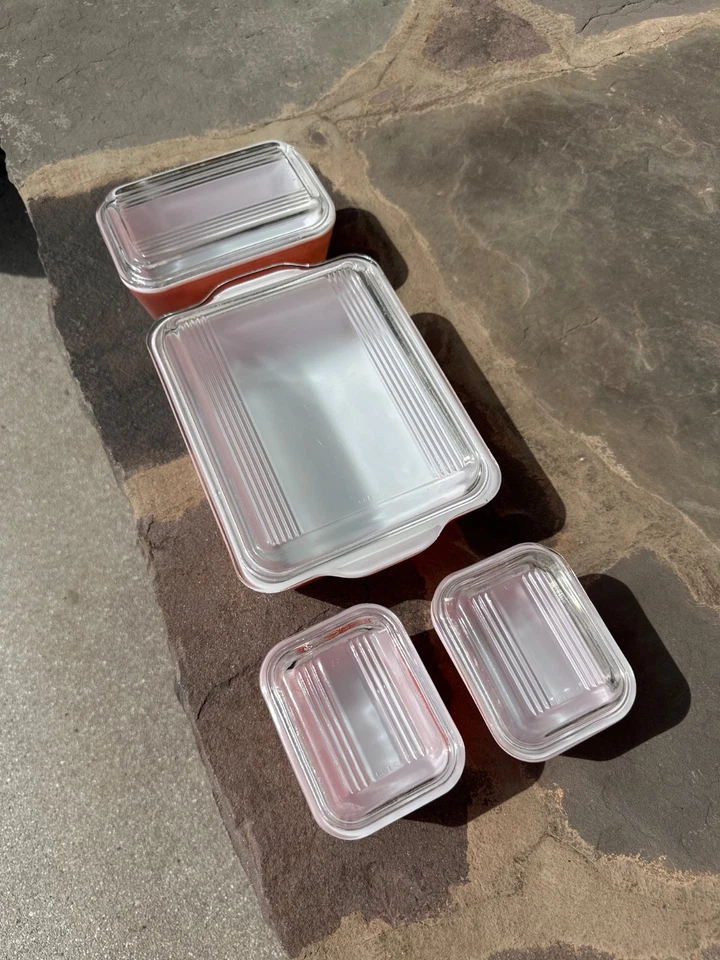 RARO ROSA vintage PYREX 8 piezas juego de almacenamiento Foto 4 de 4