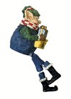 Elf Figurine Holding Gift Dangling Legs Hand Painted Holiday Decor Shelf Sitter — photo 8