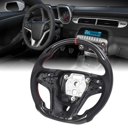 ✈Carbon Fiber Steering Wheel Perforated Leather Red Stitching Flat Bottom - Picture 7 of 23