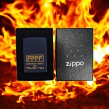 Zippo Lighter Blue Monogramed FPPF NEW IN BOX 2005