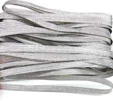 Silver Braid Cord Metallic -1/4" 7Mm Wide- 1 Mm Thick 10 Yards Silver Flat Mid