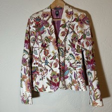 Hilfiger Collection Floral Cotton Sateen Tailored Blazer Shell Buttons Sz 10
