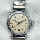 Vintage Womens Timex 400 Watch Silver Tone 18mm Stretch Band Manual Wind Up TINY