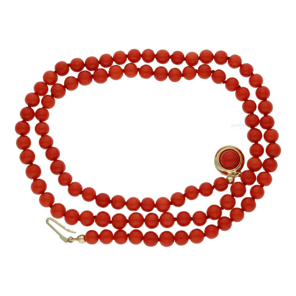 Korallen Halskette 585 Gold Verschluss, Second Hand, getragen - Bild 3 von 4