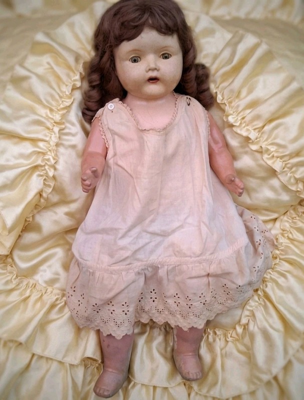 ✨️ HTF 27" Uneeda Toddler Mama Composition & Cloth Tin Eye Big Girl Doll 1920s 