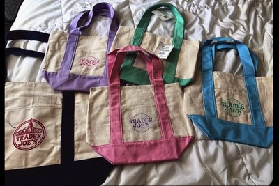 Trader Joe's Canvas Foldable Reusable Shopping Bags With tags Mini/Large.