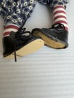 Vintage Rag & Cloth Clown Doll Red Curly Yarn Hair Striped Outfit Black Shoes — photo 5