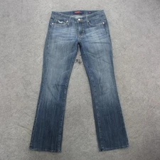 Vigoss Jeans Womens 7/8 Blue Medium Wash Distressed Bootcut Denim Stretch