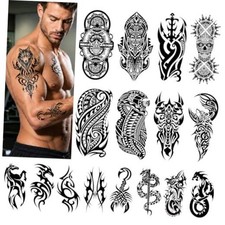 Tribal Totem Half Sleeve Temporary Tattoos for Men Women Adults