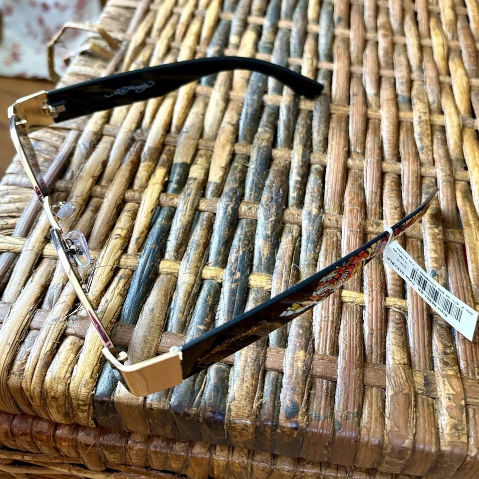 NUEVO CON ETIQUETAS ED HARDY REBEL Gafas de sol 100% Protección UV Negro Dorado Screaming Tiger Y2K Foto 3 de 4