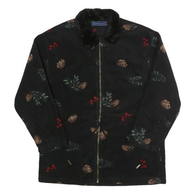 KAREN SCOTT Damen Schwarz Blumen Polyester Zip Jacke Fleece Winter L