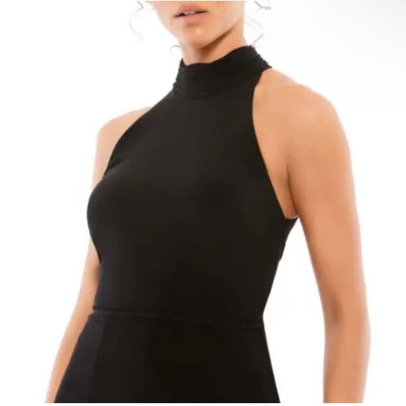 Mac Duggal Size 14 NWT Black Evening Gown with High Slit Style Style 261271 