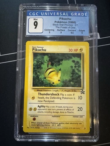Pokemon Pikachu "Bumblebee" CGC 9 MINT WOTC Black Star Promo 27 Subgrades