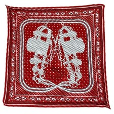 Hermes Brides De Gala Pleated Silk Scarf 55cm Red W/Tags Box near mint gift