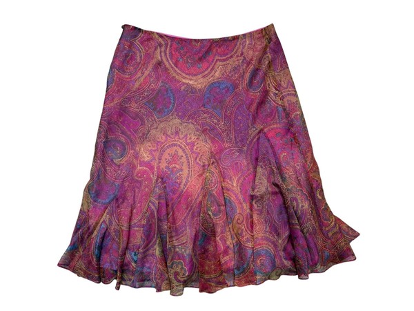 Lauren Ralph Lauren Petite Paisley fließender Rock lila magenta Größe 8P