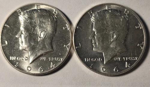 1964 Kennedy Silver MS Half Dollars -Lot of 2 90% Silver Phil-DENVER $1.00 FACE{