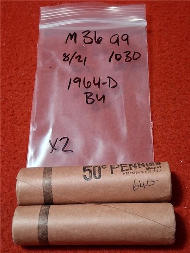 TWO Shotgun Roll's of 1964-D BU LINCOLN MEMORIAL CENTS #MF-3699