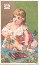 James Pyle's Pearline Soap - Girl with Doll - Victorian Trade Card