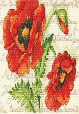 Dimensions Poppy Pair Counted Cross Stitch Kit, Floral 7” x 5”, multi-colored 