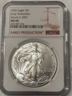 2002 EAGLE S$1 EARLY PRODUCTION STRUCK IN 2001 NGC MS 69 🔥🔥🔥