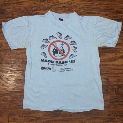 Vintage 1985 Madd Dash Running Happy Feet Martini Drink Drive T Shirt