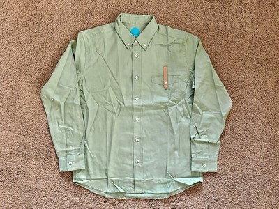 Size M - Browze Made In Japan 100% Cotton Oxford Shirt OCBD Snap Pocket Green