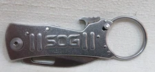 SOG SPECIALTY KNIVES KEYTRON STAINLESS POCKET KNIFE BOTTLE OPENER