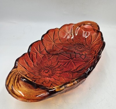 Indiana Glass Red Flash Lily Pons Pickle Relish Dish Vintage 9''
